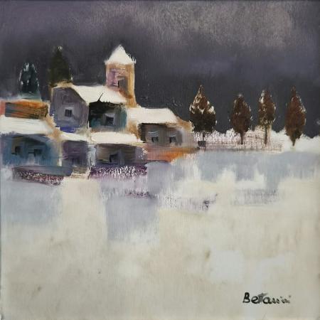 Quadro di Lido Bettarini Paesaggio innevato - olio tela 